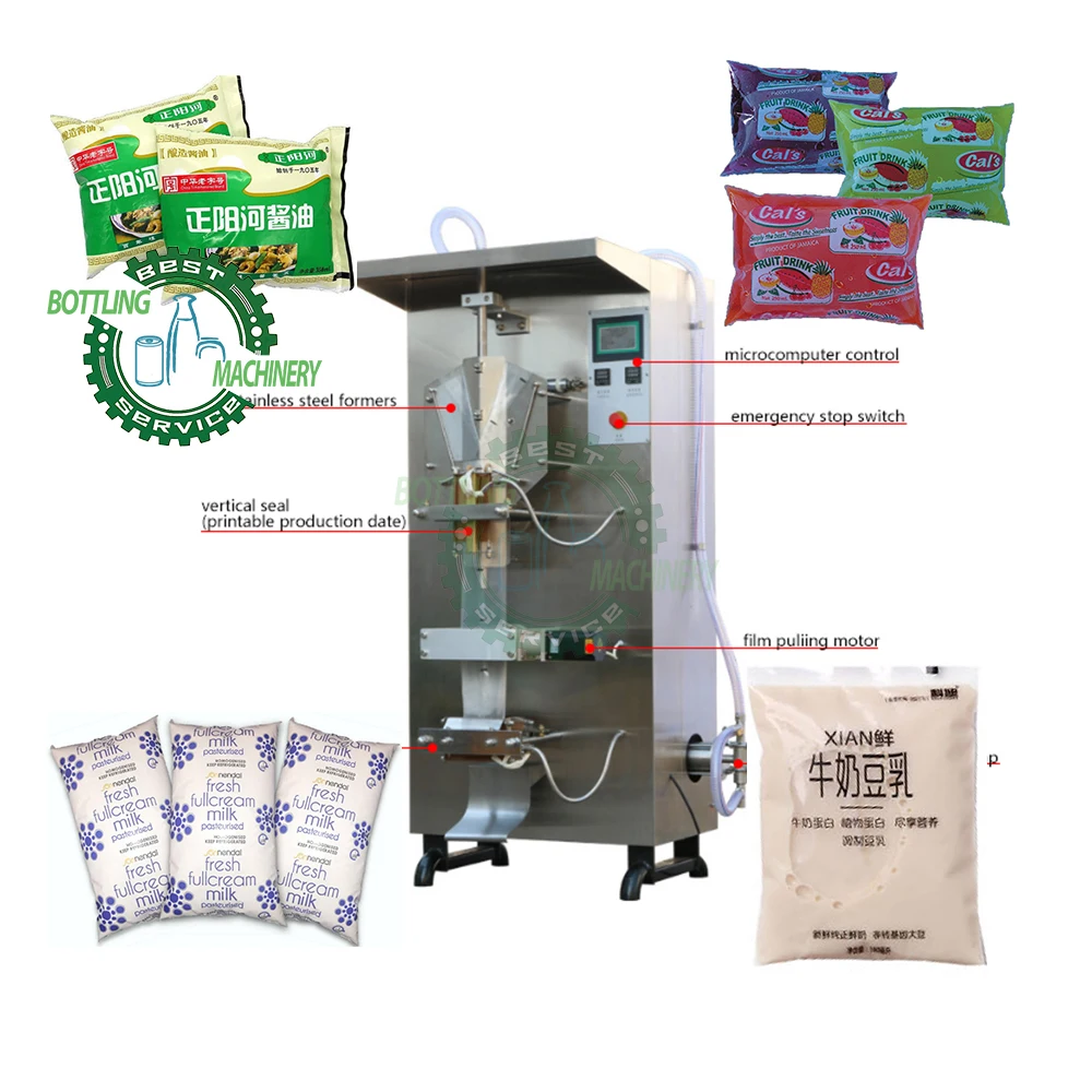 Automatic Counting PE film UV lamp sterilizer cursor detection 100ml-1000ml alcohol wine vinegar water sachet filling machine