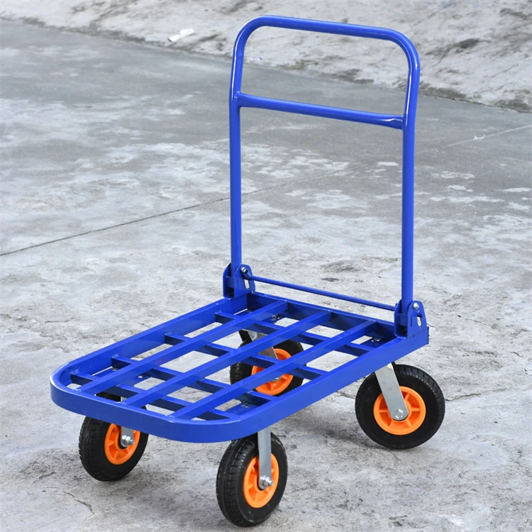 Platform Trolley Square Tube trolley truck foldable and portable mute cargo four-wheel heavy duty truck king large trailer
