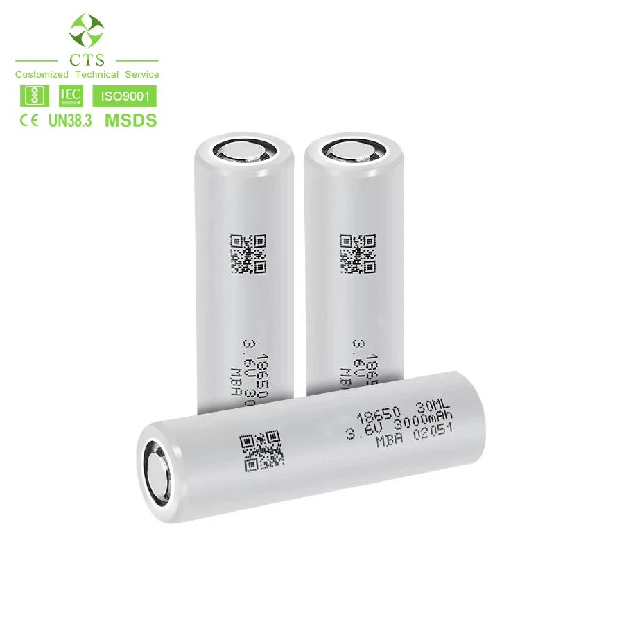 CTS Rechargeable Li ion Battery 3.7V 18650 2200mah 2600mah 3000mah Best Quality Cylindrical Batteries for Household Appliances