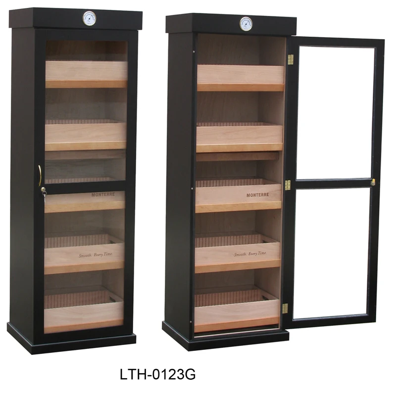 Lonten Wholesale Custom one door Spanish Cedar Cigars cabinet  display Box Storage Humidors humidor cigar cabinet raching