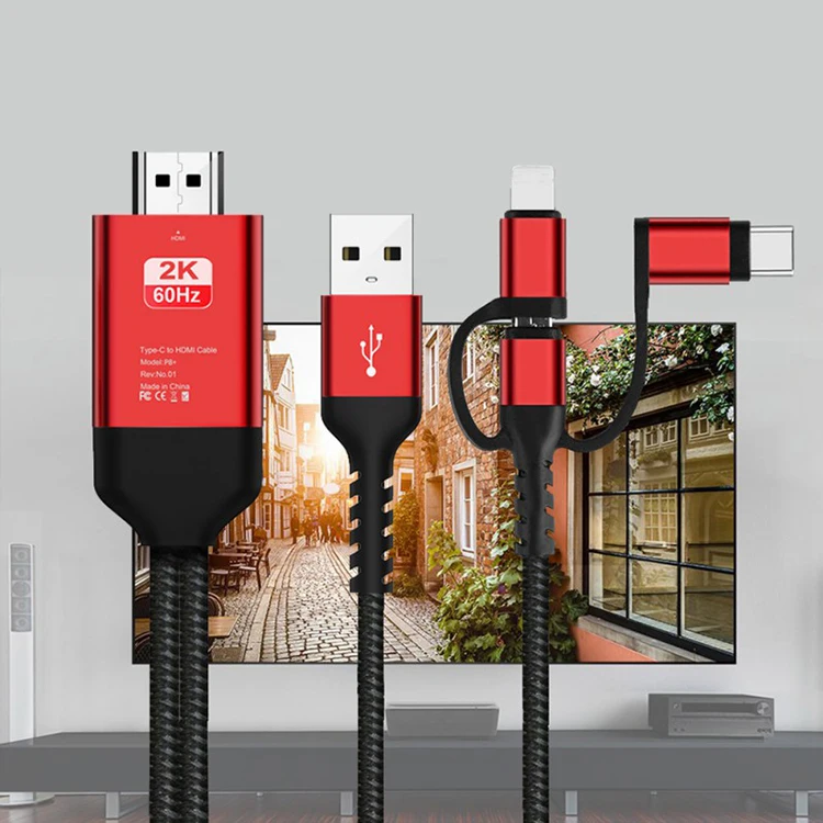 3 в 1 кабель с разъемом Micro USB Type-C для перехода от разъема Lightning к конвертеру HDMI IPhone X 6 7 8 IPad Samsung S8 S9 IOS Android телефон телевизору