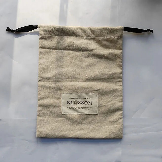Soft Twill Cotton Envelope Cloth Shoe Dust Packaging Pouch With Flap Custom Logo Printed Drawstring 100% Cotton Dust Bags