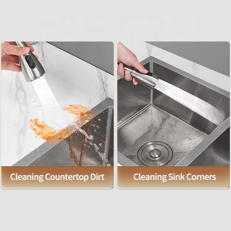 Manufacturer Good Price Oem 304 Stainless Steel Deck Mounted Sink Tap Kitchen Faucets With Pull Down Sprayer