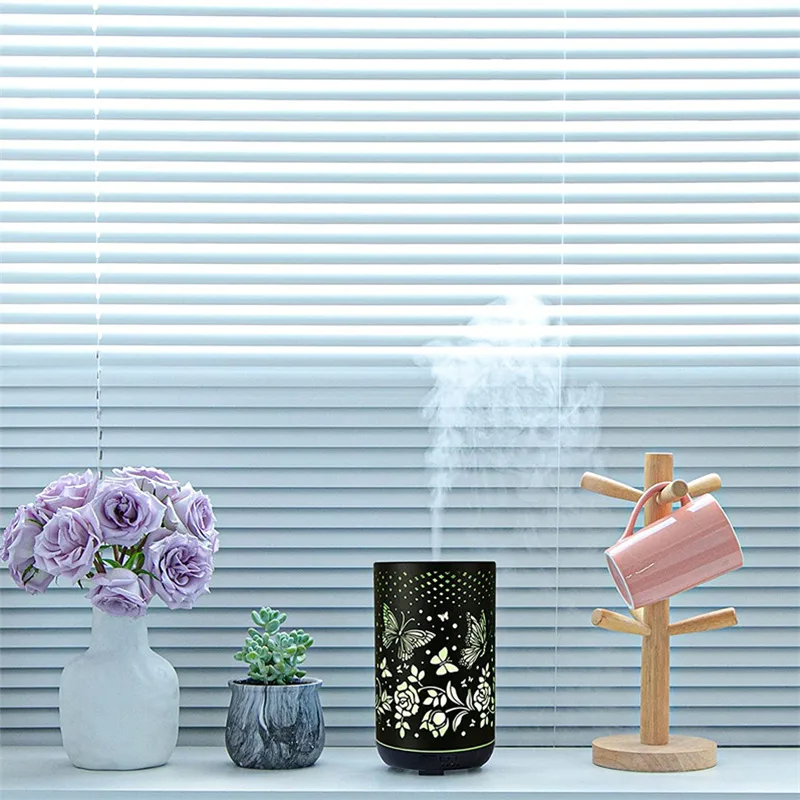 Flower Butterfly Metal Oils Aroma Diffuser, Fragrance Essential Oils Stone Cool Mist Metal Humidifier