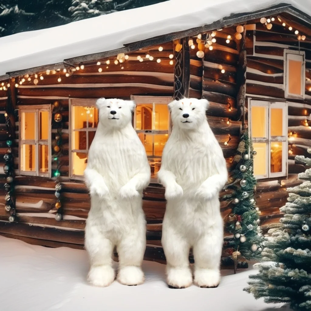 Life-Size Anime Large Outdoor Christmas Polar Bear Ornament Electric Animatronic Toy with Music Indoor Christmas Figurine & Toy