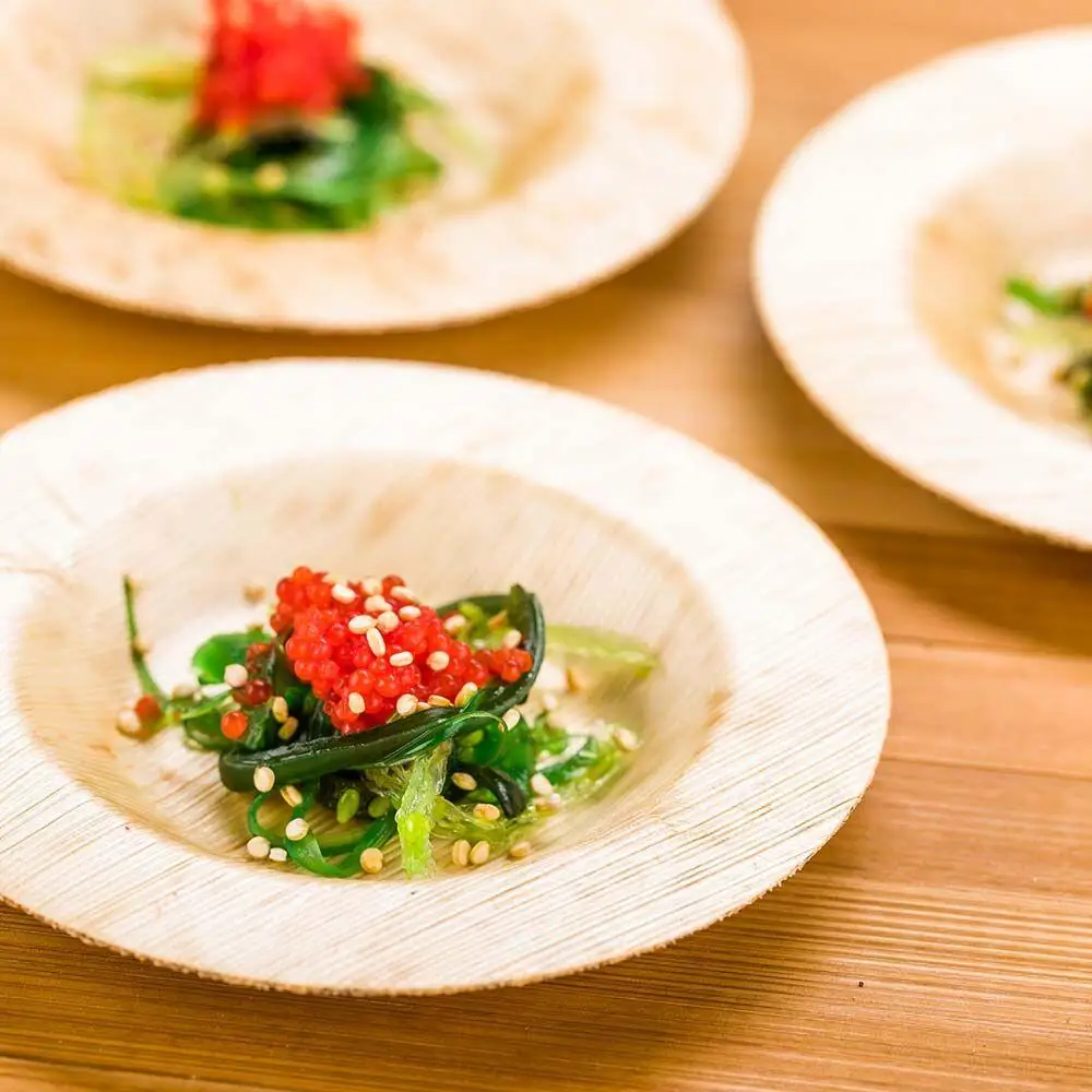 Hot pretty disposable bamboo plates palm leaf dinnerware biodegradable dinner