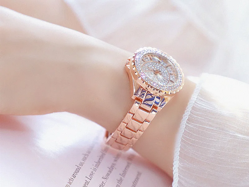Best selling Brand Stainless Steel Back Jewel Ladies Watch Water Resistant Singapore Movement Quartz Watch Lady