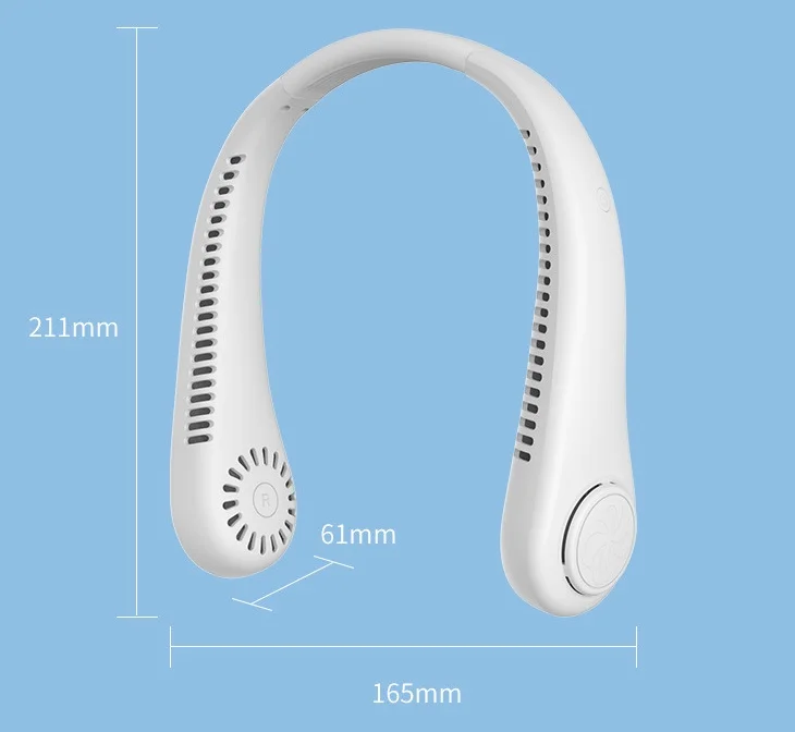 1200mAh Leafless hanging neck fan portable mini silent outdoor sports rechargeable small fan