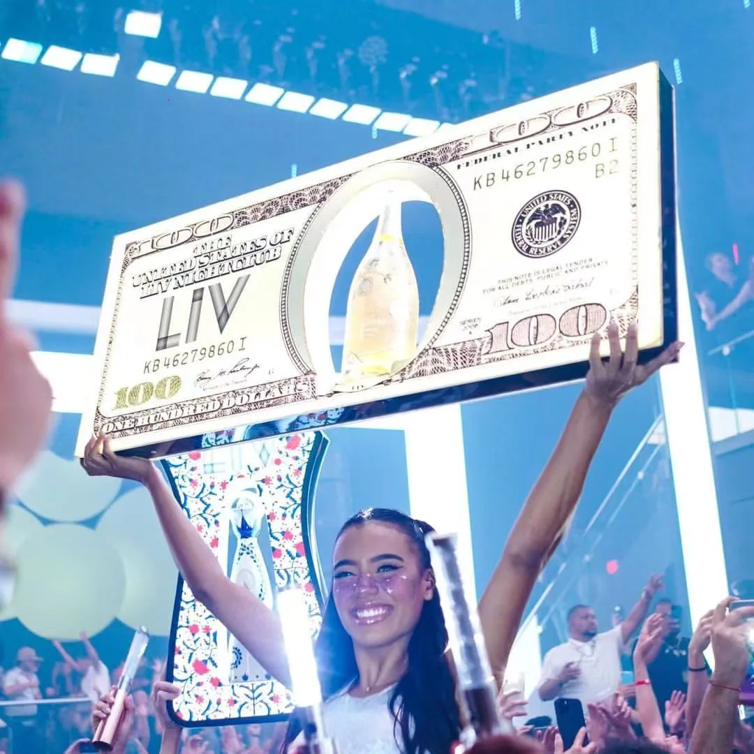 LED SIGN  KING for sparklers 100 DOLLAR BILL BOTTLE PRESENTER GLORIFIER