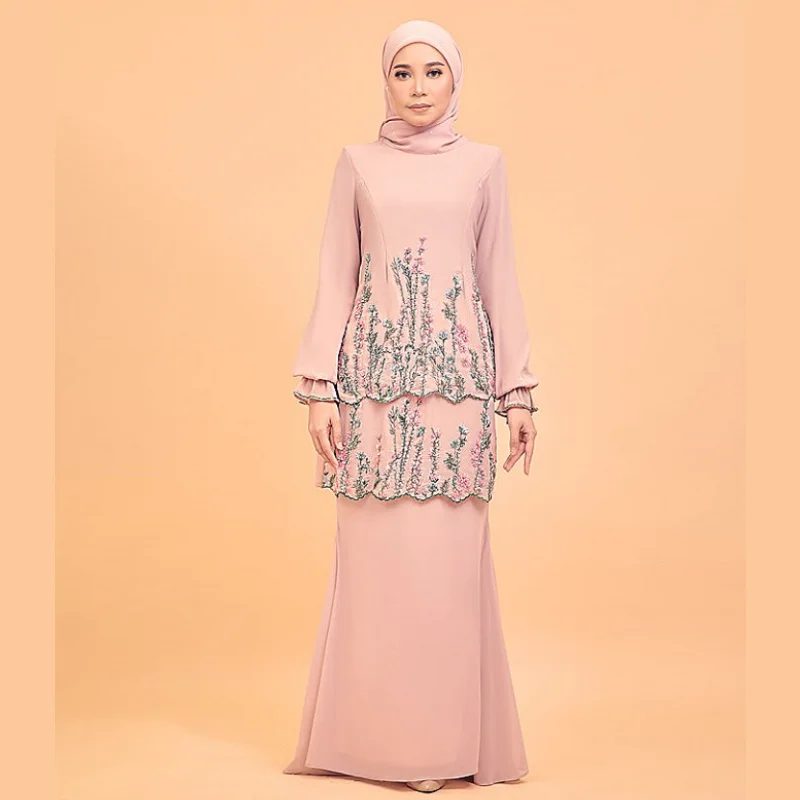 SIPO Eid New Lace Design Raya Baju Kurung Modern Malaysia Women Dress Plus Size Women Melayu Muslim Modest Set