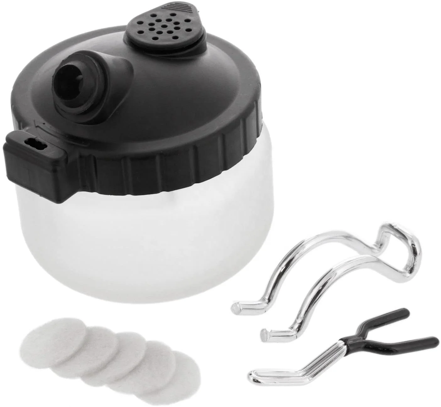 Airbrush 3 in 1 Cleaning Pot with Holder; Cleans Airbrush, Holds Airbrush, Color Palette Lid, Filters