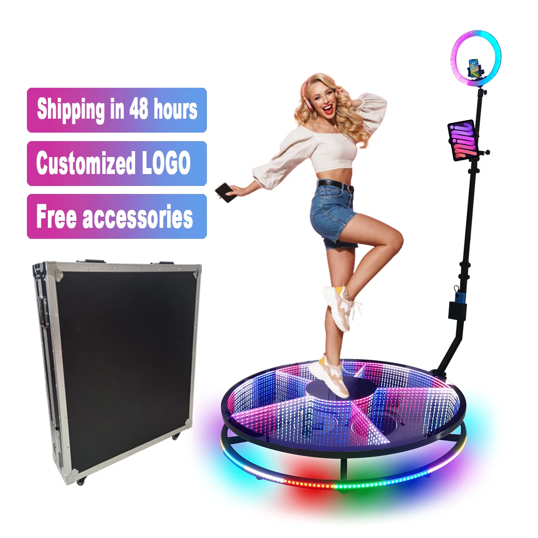 New LED colorful Lights Tempered Glass Infinity Mirror Photo Booth Selfie Automatic Video Photobooth 360 Photo Booth