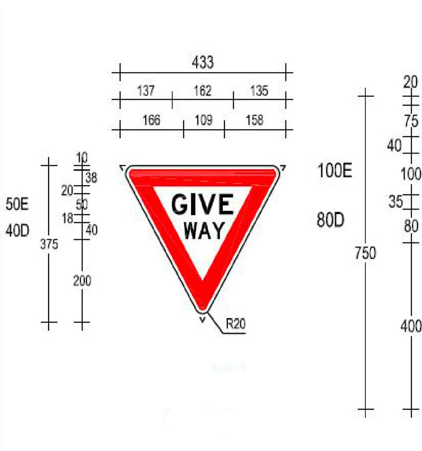 Highway Roadway Traffic Used Solar Give Way Sign Board Solar Sign Light