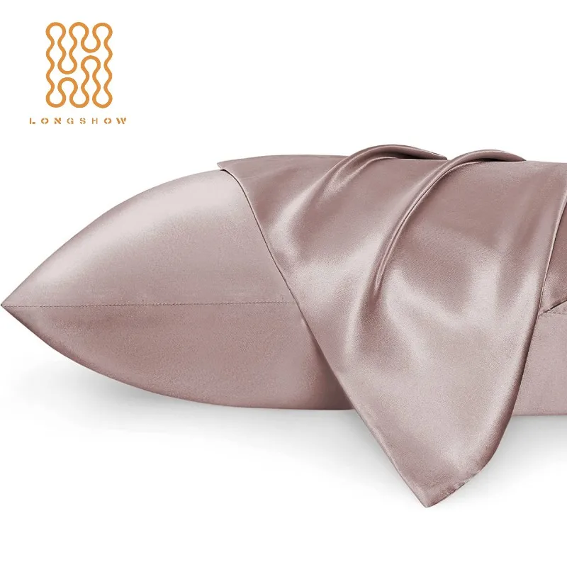 Longshow Wholesale Custom luxury satin pillow case for hair and skin queen