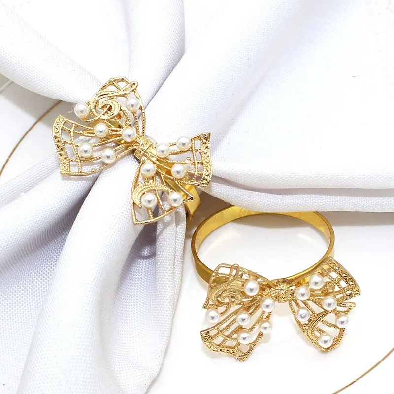 Bow Tie Napkin Ring Cheap Metal Napkin Rings Holder Rose Gold Napkin Rings for Wedding Party Table Decoration