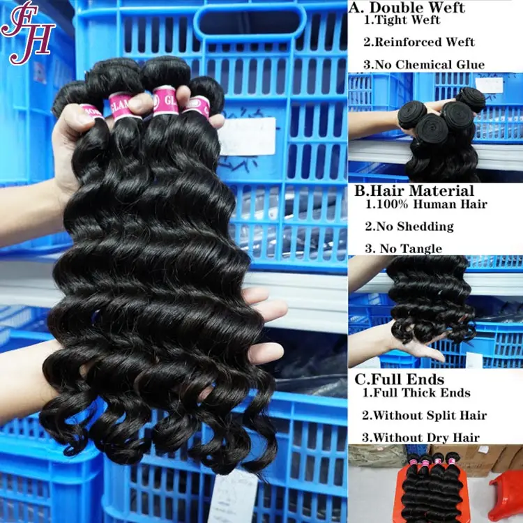 FH Wholesale Hair Vendors Virgin Bundles In Bulk Raw Mink Brazilian 9A 10A Human Hair Bundles