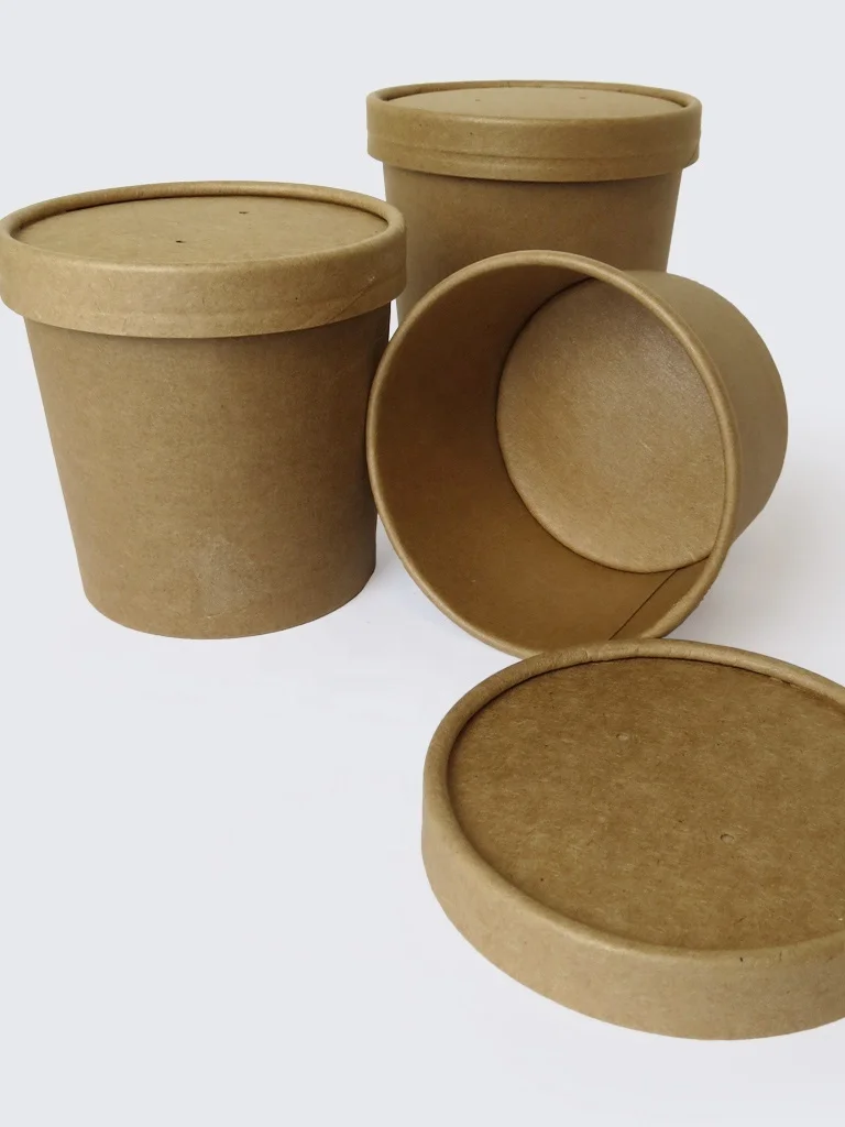 Disposable Pop corn Tubs 32 oz kraft Paper food cup to go packaging stews soup paper popcorn containers 32oz paper cup