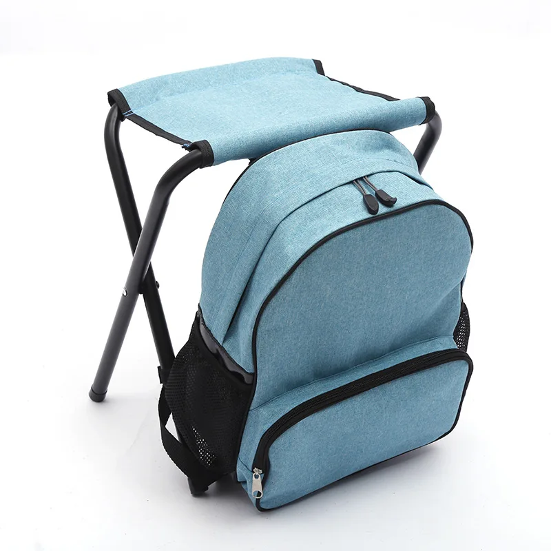 Outdoor Foldable Backpack Beach Fishing Chair with Cooler Bag Outdoor Hiking Camping Fishing