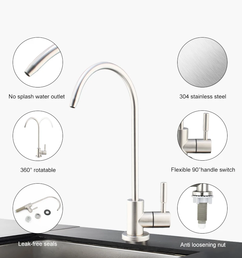 Ceramic Valve Core Water Purifier Filter Tap Reverse Osmosis Drinking Faucet SUS304 Kitchen Faucet