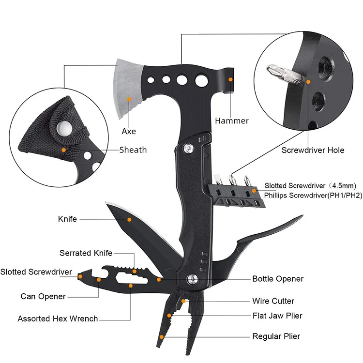 Survival Gear Multitool Camping Hatchet Hiking Camping Multitool Axe