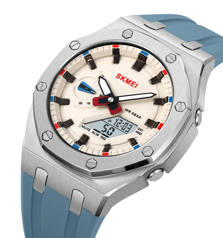 SKMEI #2243 latest fast shipping digital double display watch water resistant with silicone strap
