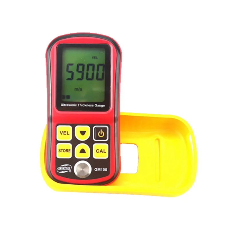 GM100 LCD Digital Ultrasonic Thickness Gauge Tester Depth Gauge + Sound Velocity Meter Range 1.2~225mm