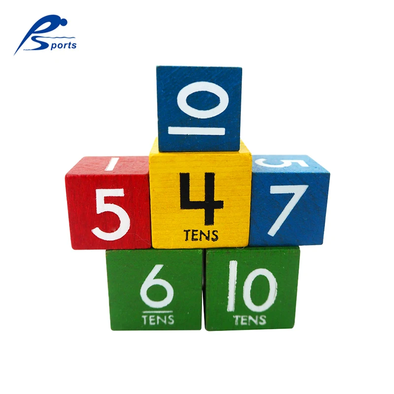 
Wood Toys 60pcs 20/25mm 4 Colors with Black and White Number 0~10 Wooden Dice Mixed 