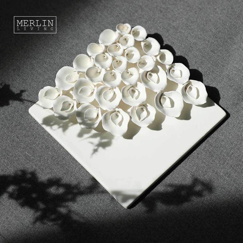 Merlin Living Handmade Ceramic Wall Art Flowers Abstract Wall Art Modern Other Home Decor Chaozhou Ceramic Factory