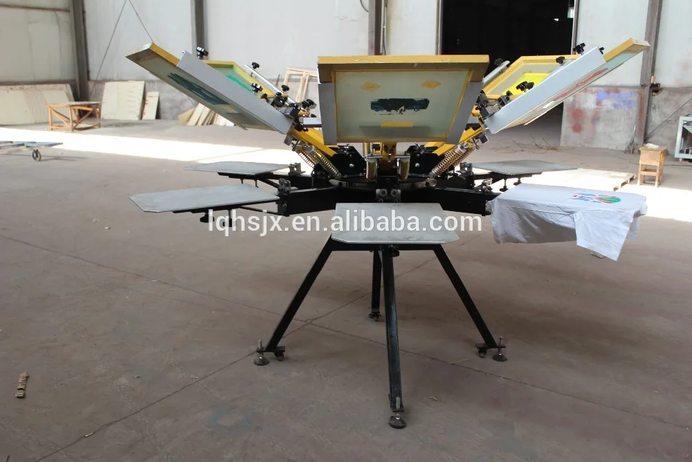 Full sets of 8 color 8 station t-shirt carousel silk screen printer with infrared flash dryer