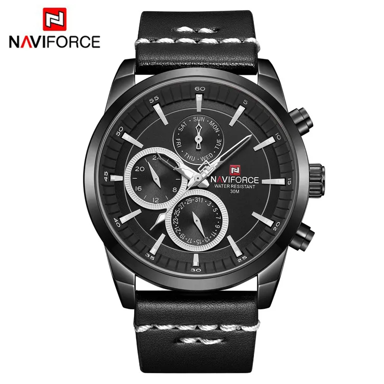 NAVIFORCE 9148 Wholesale  Vegan Leather Strap Elegant Analog Sport Watch 30m Water Resistant Multi Function NAVIFORCE Mens Watch