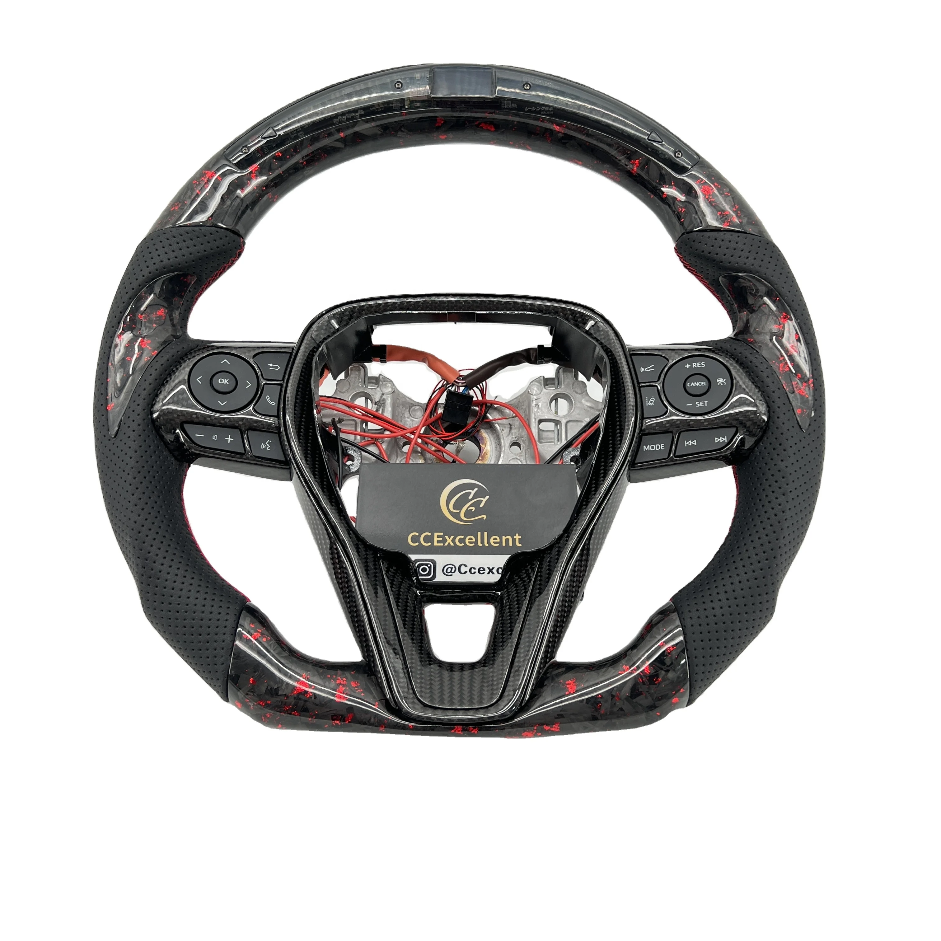 CCexcellent Private custom Carbon Fiber Steering Wheel with LED for 2019-21 Corolla/2019-21 RAV4