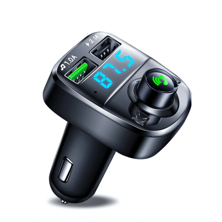 Hand free fast charger car MP3 wireless Car Fm Transfer Mp3 player Dual usb  Car Charger MP3