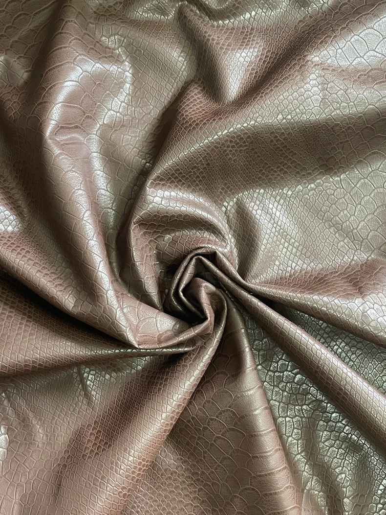Anti-slip Snakeskin Stretch 0.6 mm Texture Faux Leather Fabric Artificial Synthetic PU Leather Material for Clothes Desk Cloth