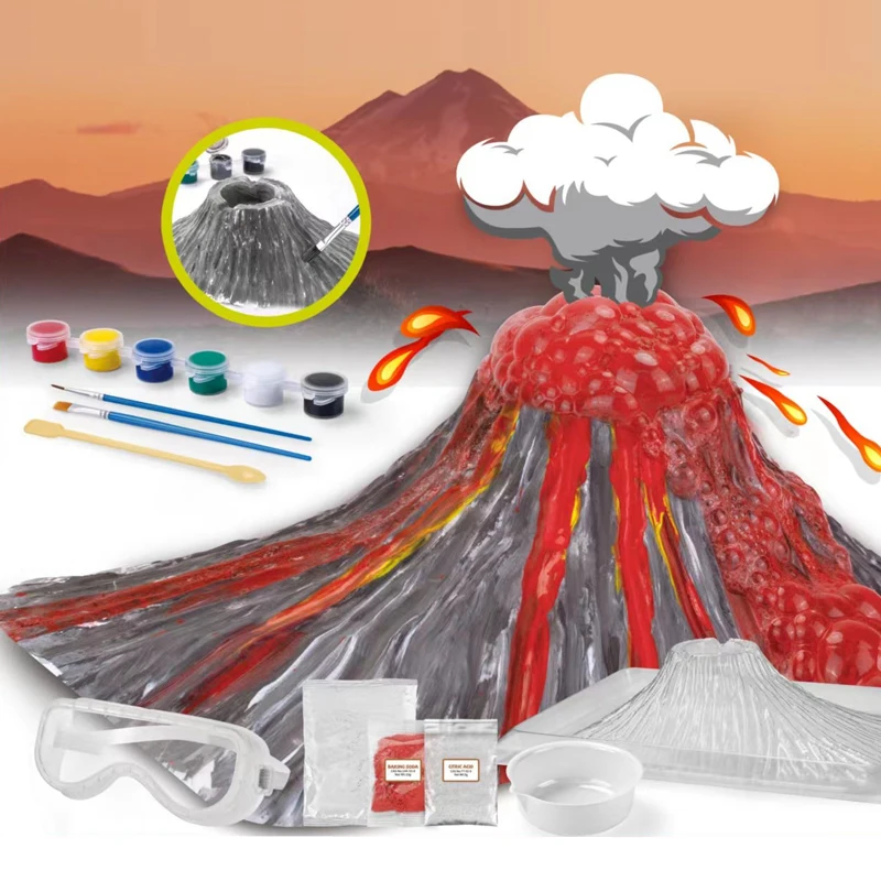 2024 best sell cpc toys volcano science set eruption experiment children lab educational toys kit for kids aged 6-8-12-14
