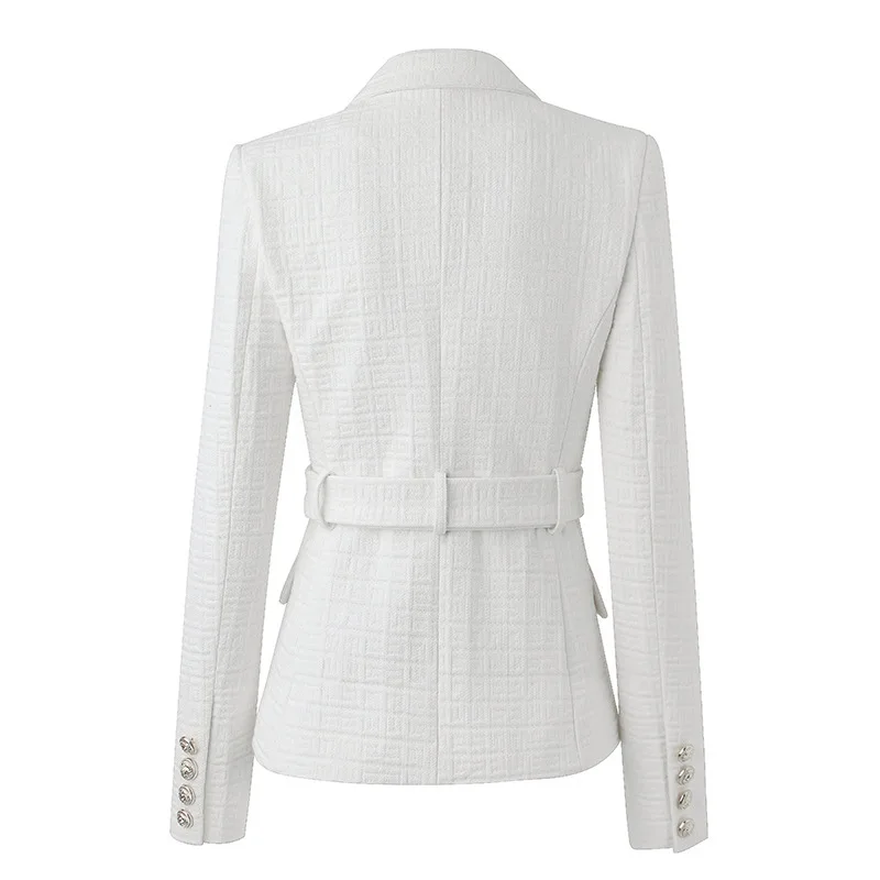 A6203 Wholesale Price White Double Breasted Blazer Plus Size Long Sleeves Jackets and Coat