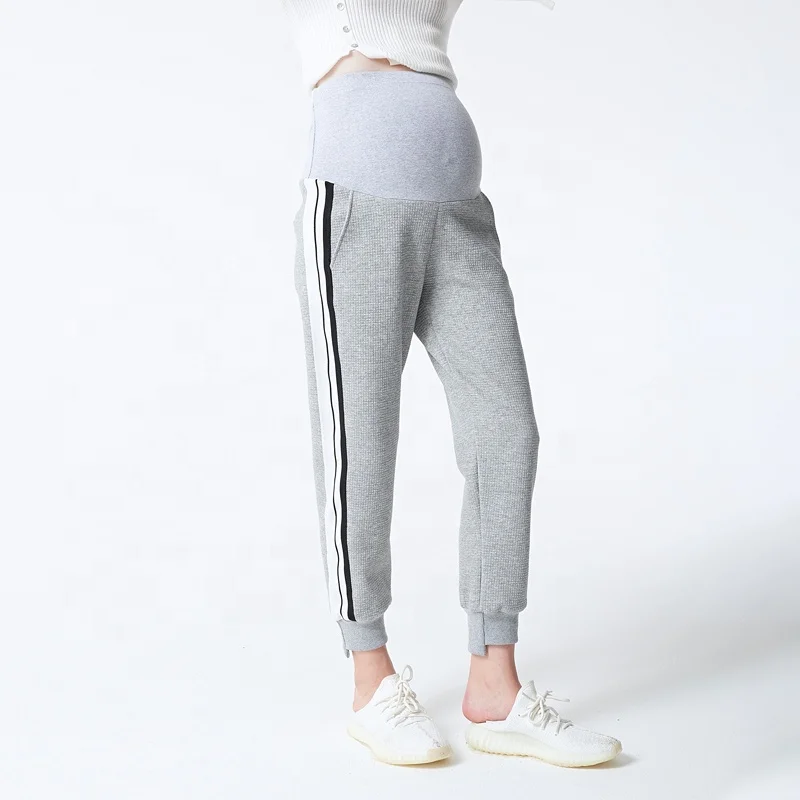 Warm Cotton Maternity Clothing Over The Belly Maternity Jogger Pants Customized Size