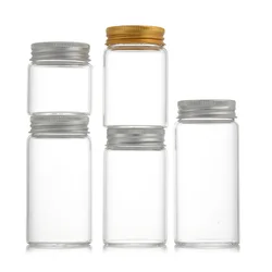 Wholesale 50ml 60ml 100ml 150ml clear round storage glass bottle with screw cap
