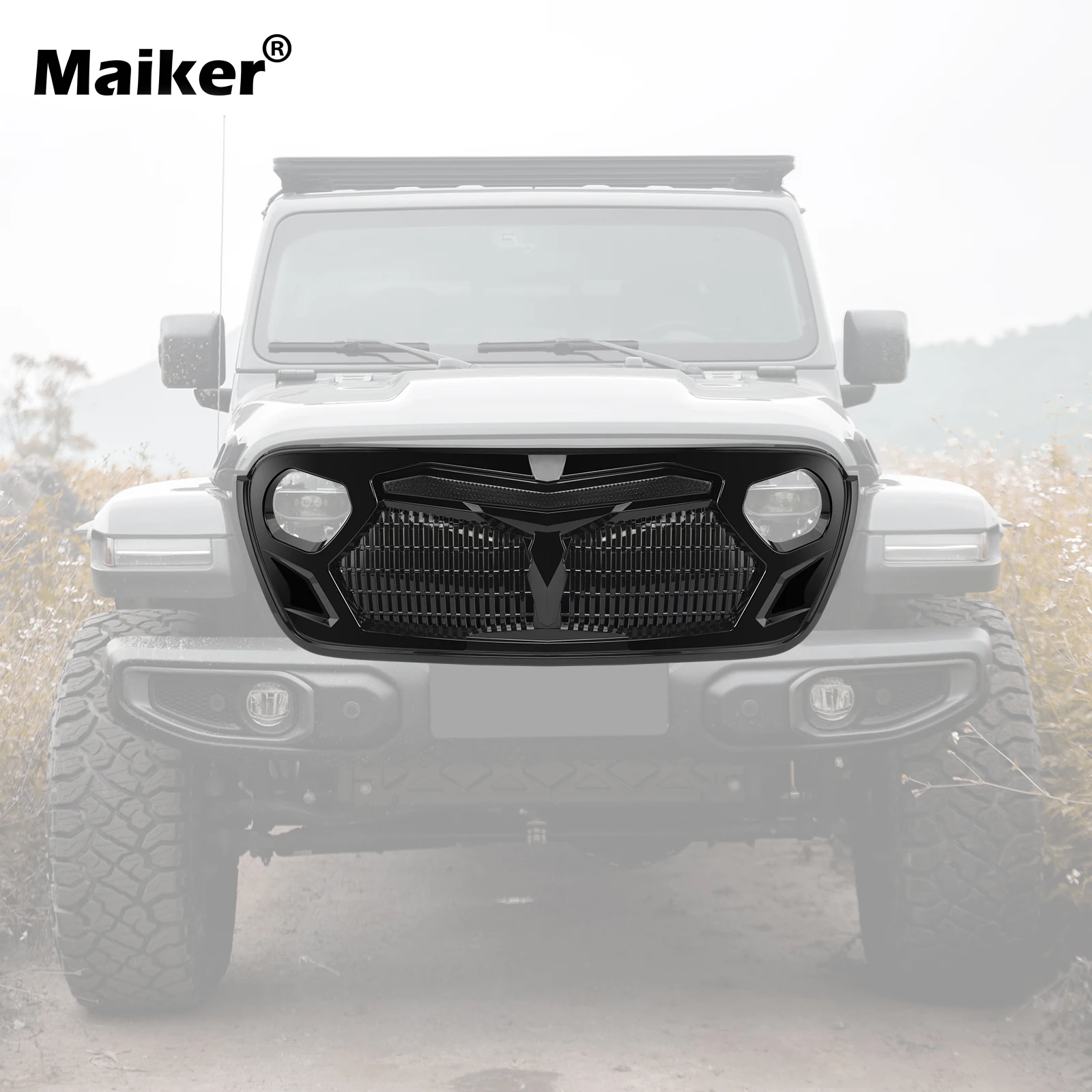 New Grille 2024  For Jeep Wrangler JL  GLADIATOR Pickup  Bright Light  car grille  accessories Offroad parts