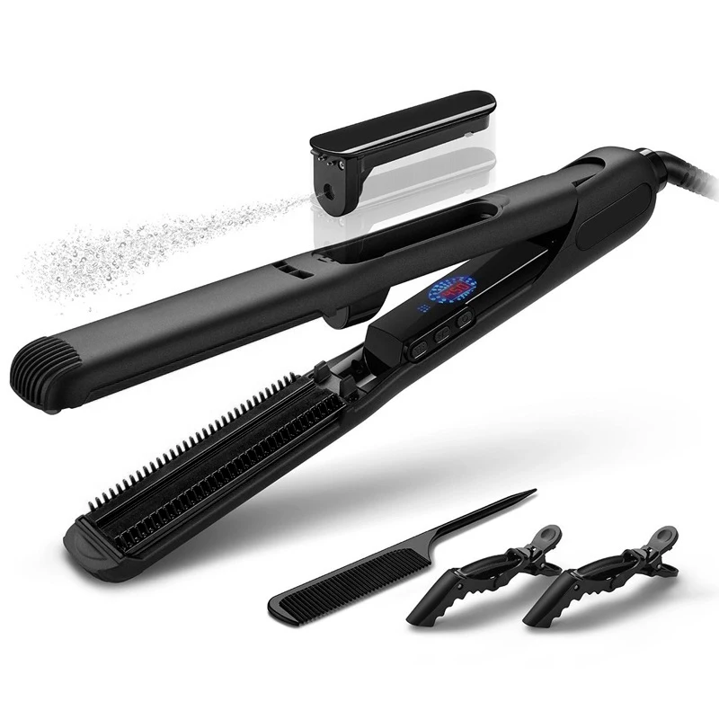 professional steam styler hair straightener argan oil steam hair straightener ceramic tourmaline plate hair straightener