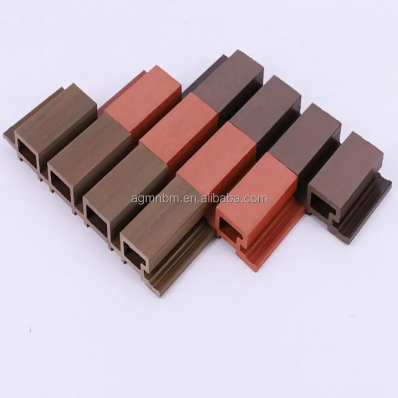 Co-extrusion Grille decorative design  wooden plastic siding fluted panels outdoor wpc exterior wall cladding