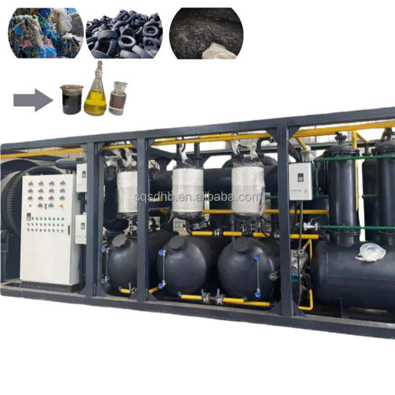 Hot sales  recycle waste tire tyre plastic rubber oil sludge aluminum to oil recycling pyrolysis  machine