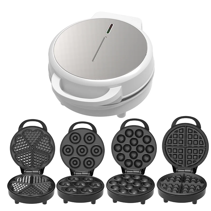 Donuts Cup cake round waffle maker Electric 7 6 5 4 3 2 in 1 Detachable heart shape stainless steel waffle maker
