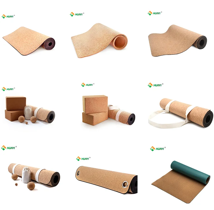 Huayi  Wholesale Organic Cork TPE Mat,Custom 4mm 5mm Thick Yoga Met Eco Friendly Yoga-Matte,Natural Rubber Yoga Mat Cork Set