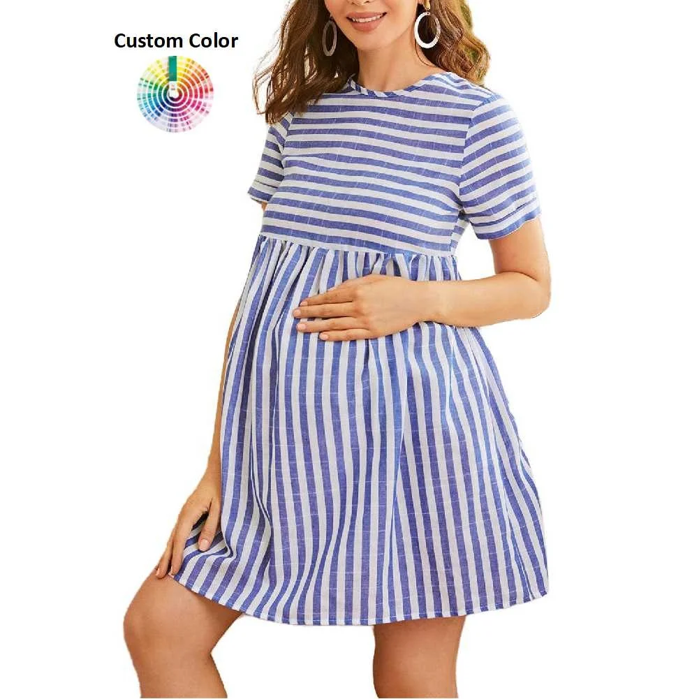 M001 Pregnant Women Nursing Pregnancy Clothes Sale Stripe Maternity Clothing Casual Dress for Woman