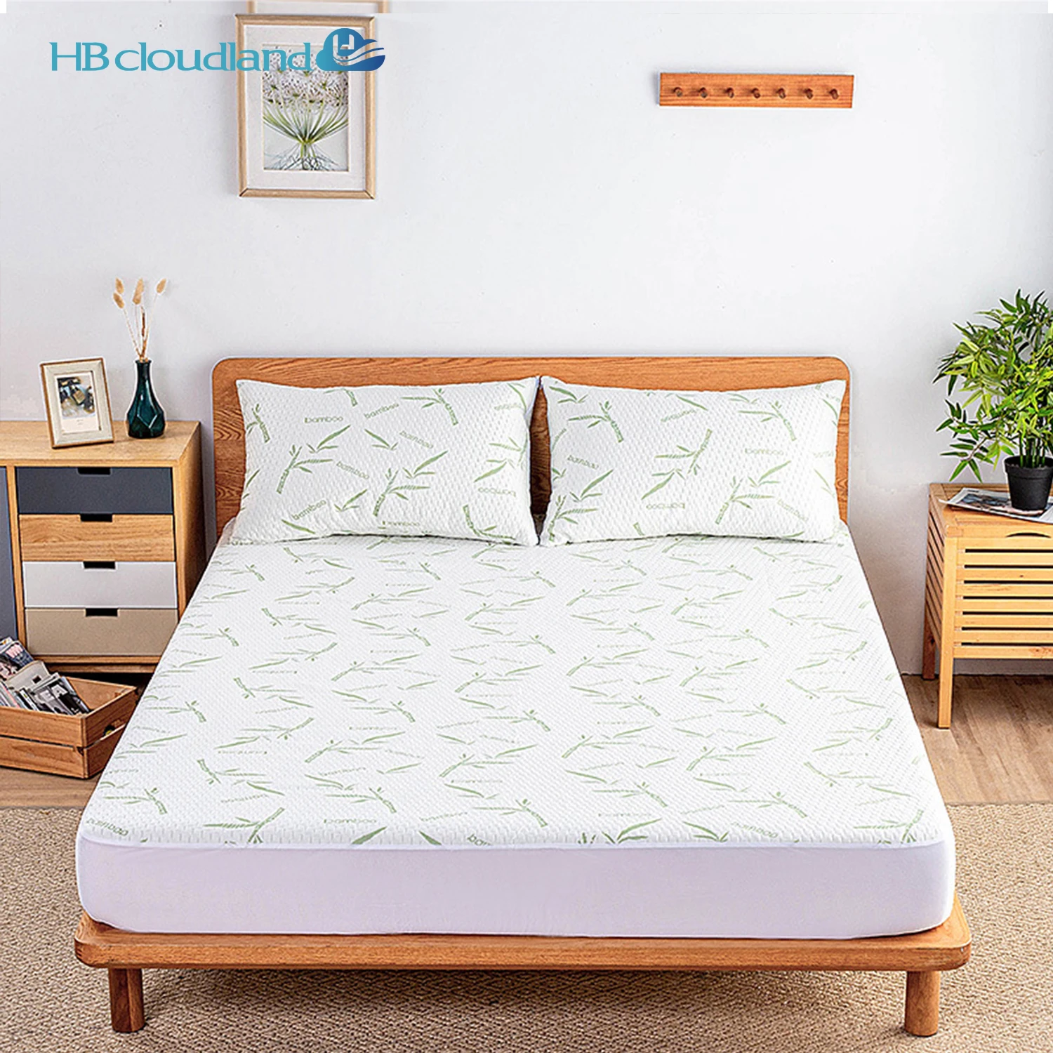 Cloudland Queen Size Mattress Protector Waterproof Bamboo Organic Mattress Protector Waterproof Breathable