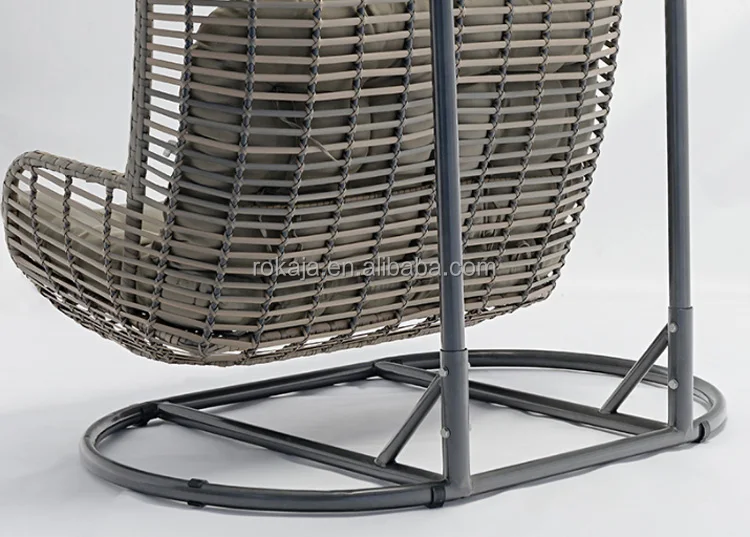 Outdoor Structural Wicker 2 Seater Swing Chair Garden Iron Metal Hanging Swing Chair Hand Woven Hanging Egg Chair with Stand