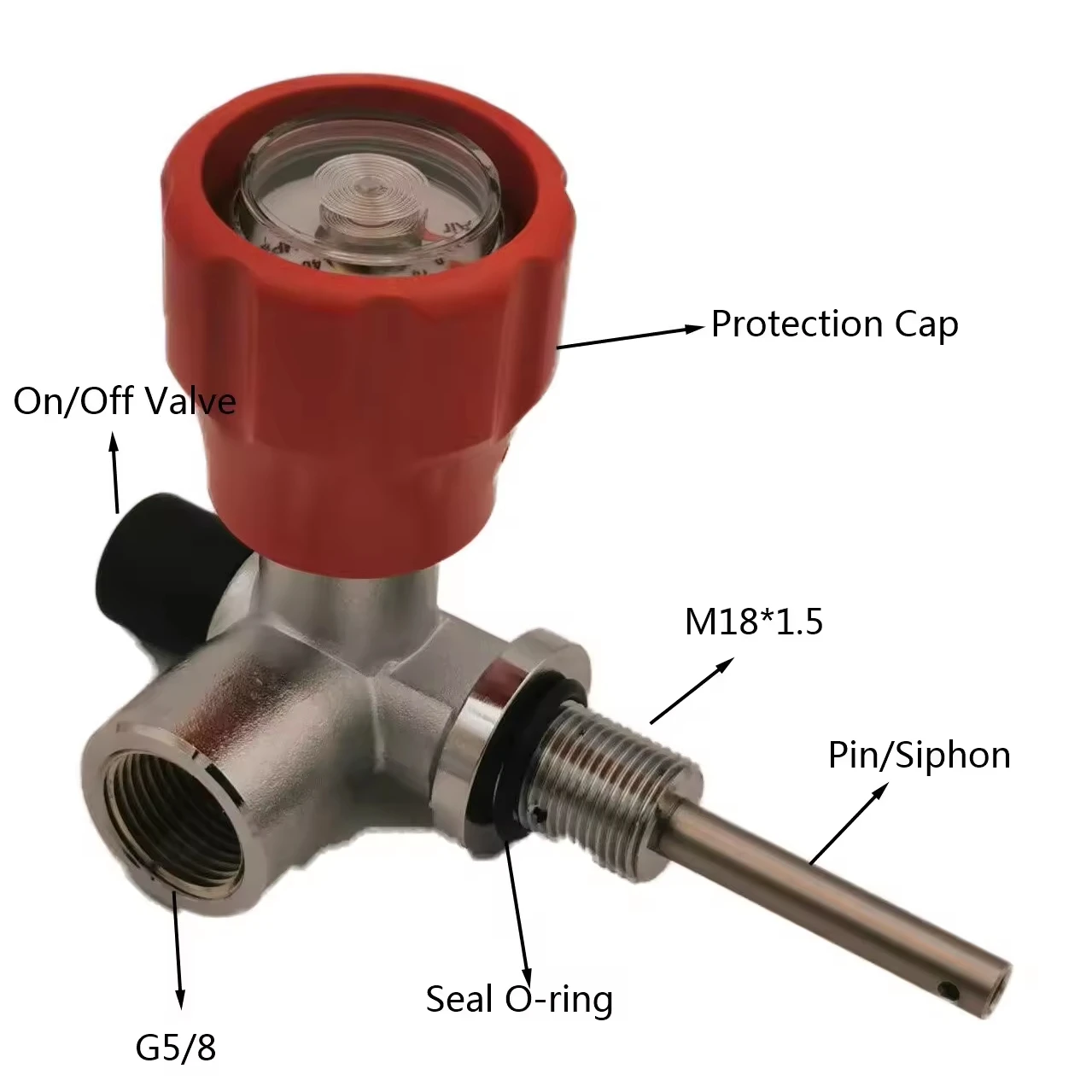 High Pressure 4500Psi 300Bar Carbon Fiber Air Cylinder M18*1.5 Tank Valve