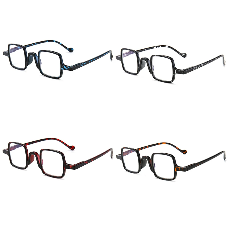 Vintage Square Plastic Frame Spring Hinges Blue Light Blocking Reading Glasses
