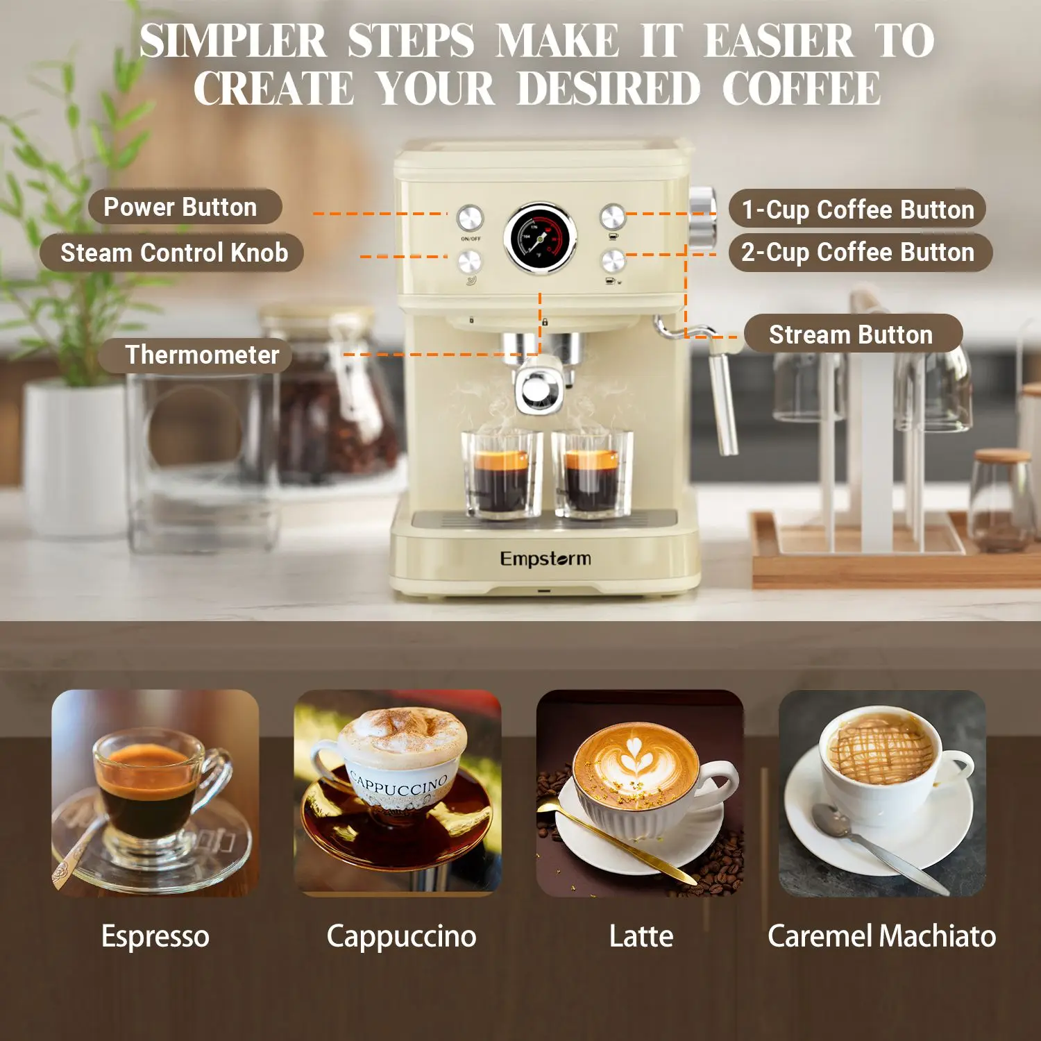 Empstorm  Professional Portable Espresso Coffee Brewer Machine 20bar Coffee Maker Commercial Italy Electric Cappuccino Machine