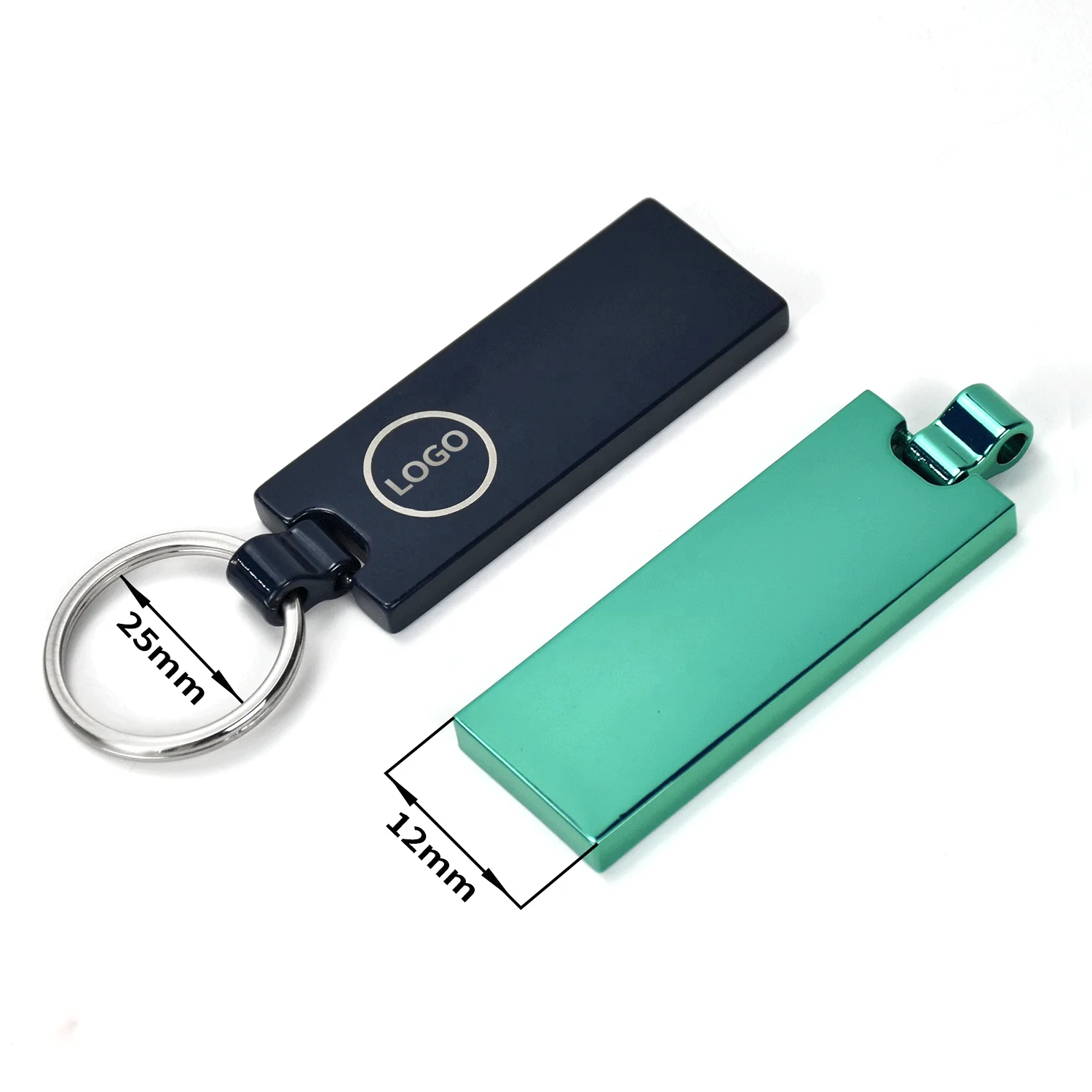 Recycled Zinc Alloy  Metal Square with Painting  Color Blank Custom Metal Logo Flat Key Ring Bling Pendant For Keys